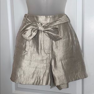 LOFT Gold Tie Waist Shorts size 12